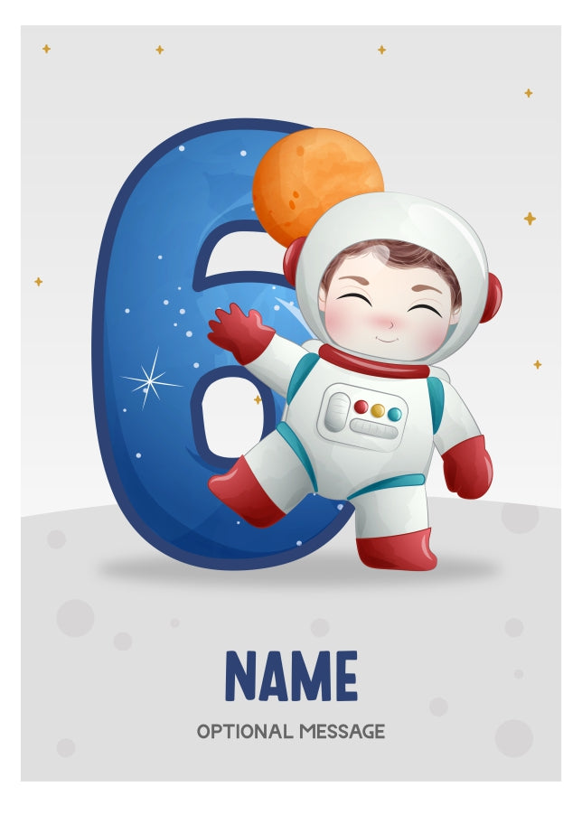6th Birthday Card for Boys Age 6 - Astronaut Design