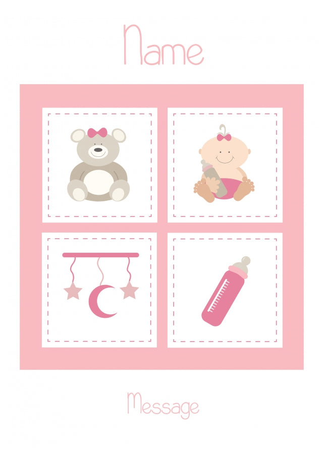 Personalised Baby Blocks Christening / Birthday Card for Girls