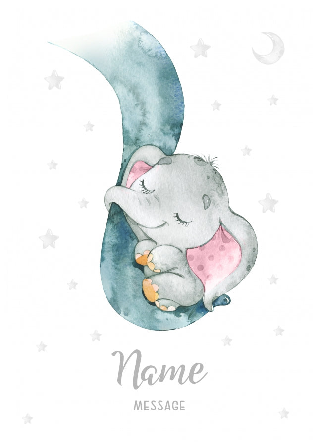 Personalised Baby Elephant Card (pink)