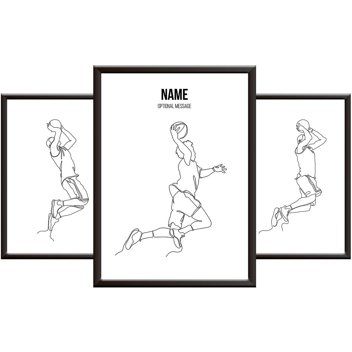 Personalised Basketball Posters - Minimal Line Art Print Set