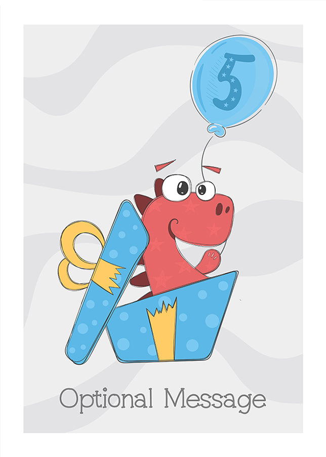 Cute Birthday Card - Dinosaur with Present