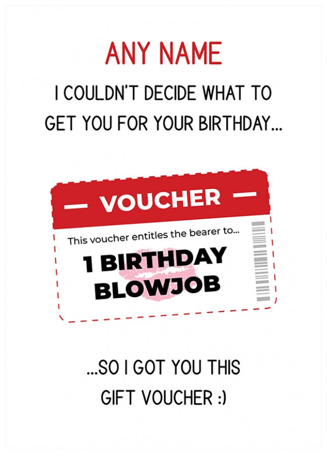 Personalised Birthday Voucher Card (Blowjob)