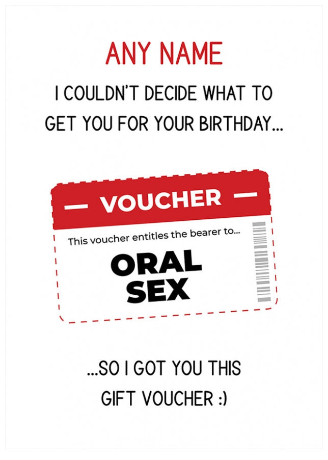 Personalised Birthday Voucher Card (Oral Sex)