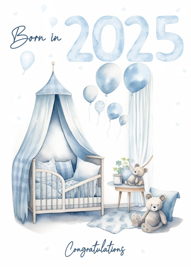 New Baby Boy Card for Congratulations on Newborn - Born in 2025