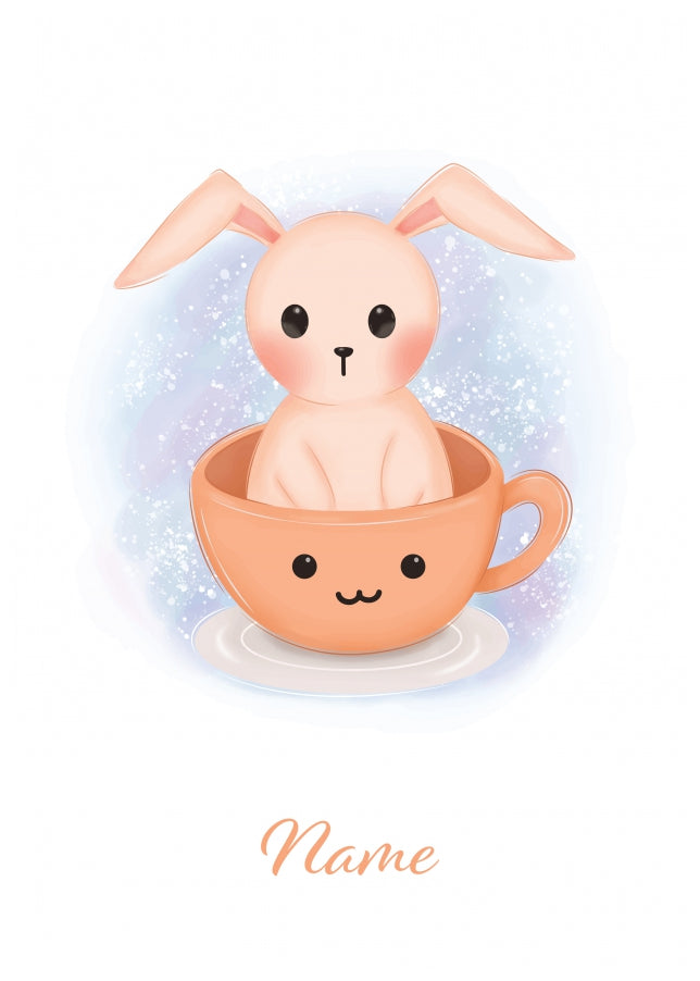 Personalised Bunny In A Teacup Card