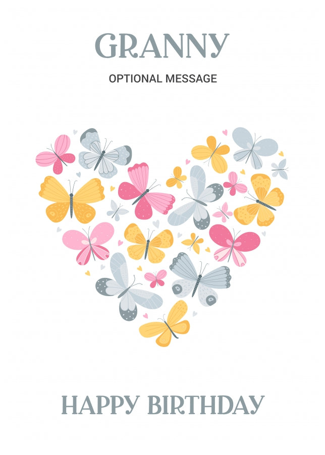 Butterfly Birthday Card for Granny - Heart