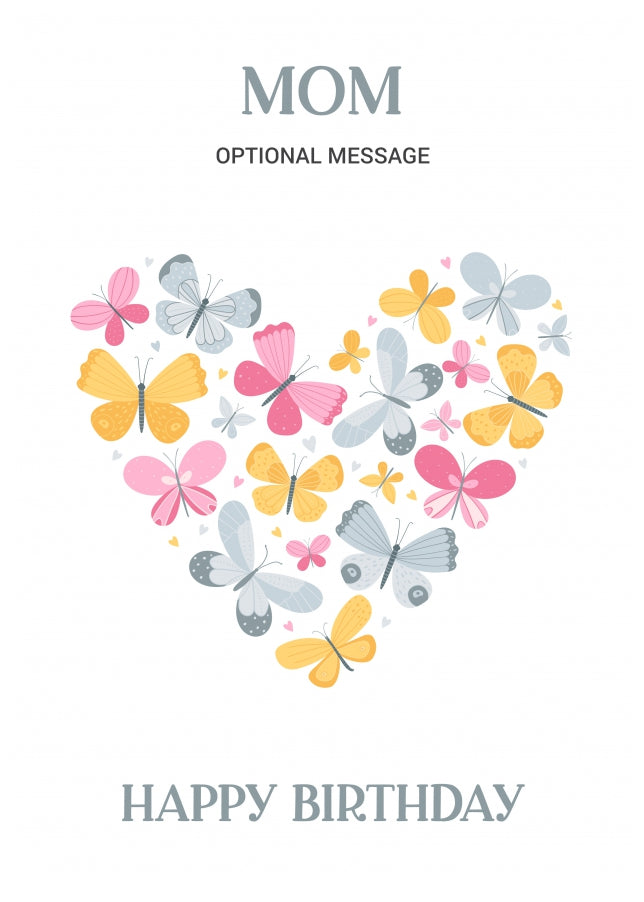 Butterfly Birthday Card for Mom - Heart