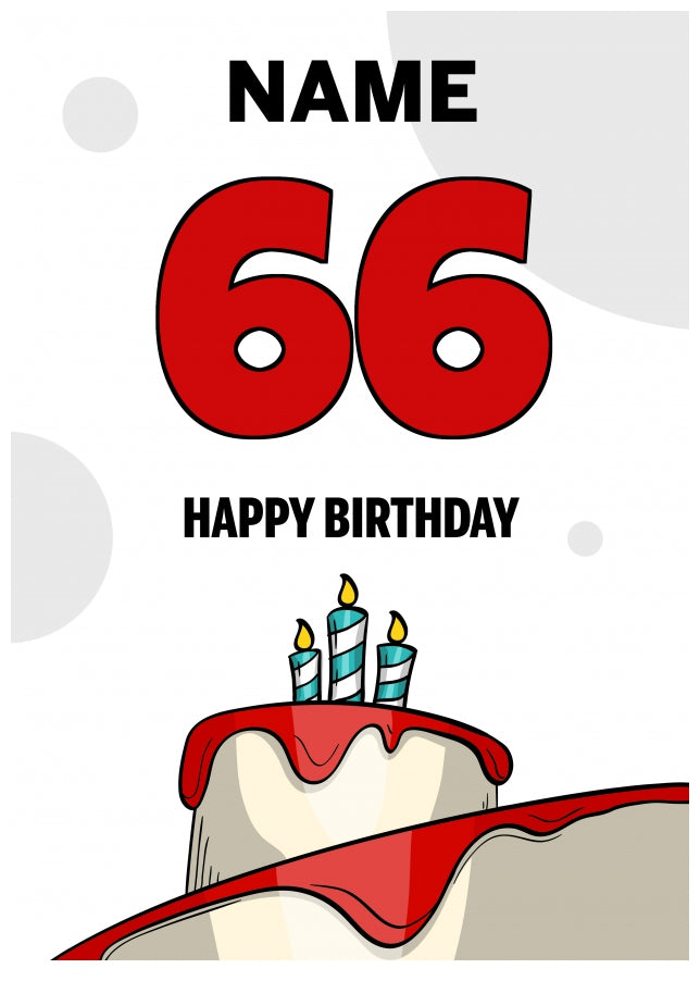 Happy 66th Birthday Card - Bold Birthday Cake Design