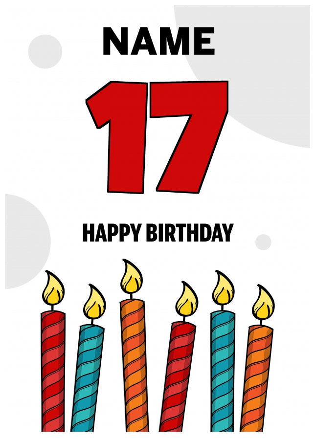 Happy 17th Birthday Card - Bold Birthday Candles Design