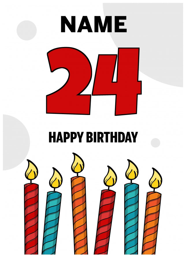 Happy 24th Birthday Card - Bold Birthday Candles Design