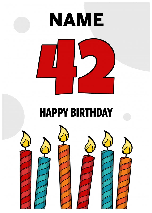 Happy 42nd Birthday Card - Bold Birthday Candles Design