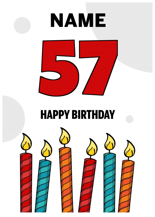 Happy 57th Birthday Card - Bold Birthday Candles Design