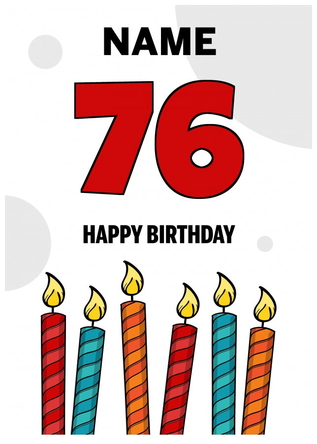 Happy 76th Birthday Card - Bold Birthday Candles Design