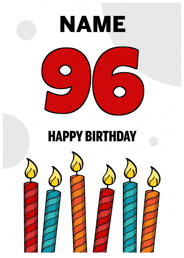 Happy 96th Birthday Card - Bold Birthday Candles Design