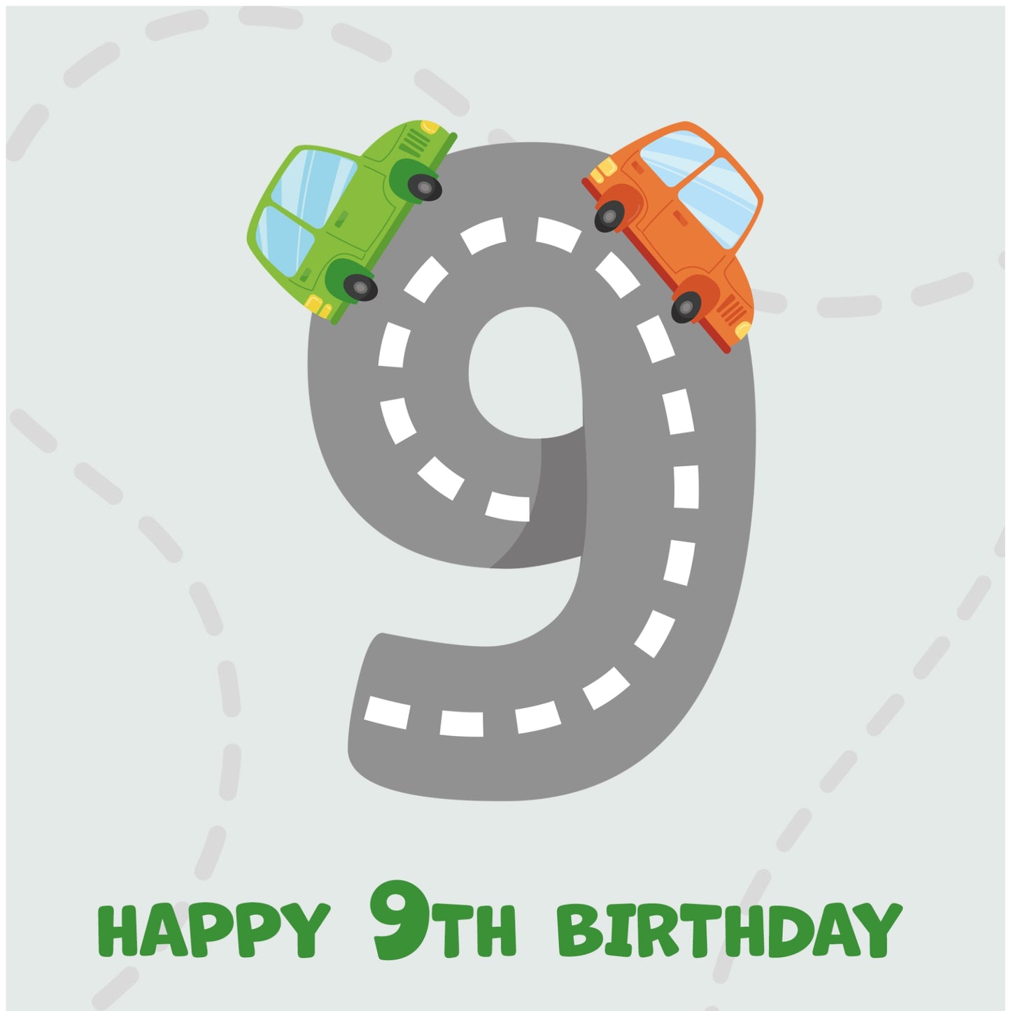 Boys 9th Birthday Card - Cars Playmat Design