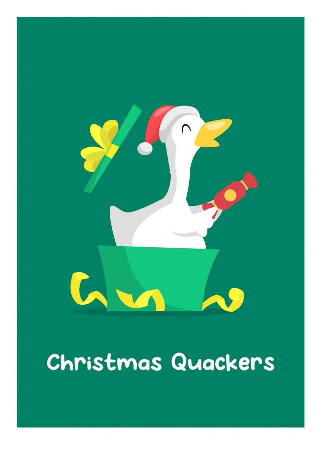 Funny Christmas Card for Kids - Christmas Quackers! Humorous Duck Card