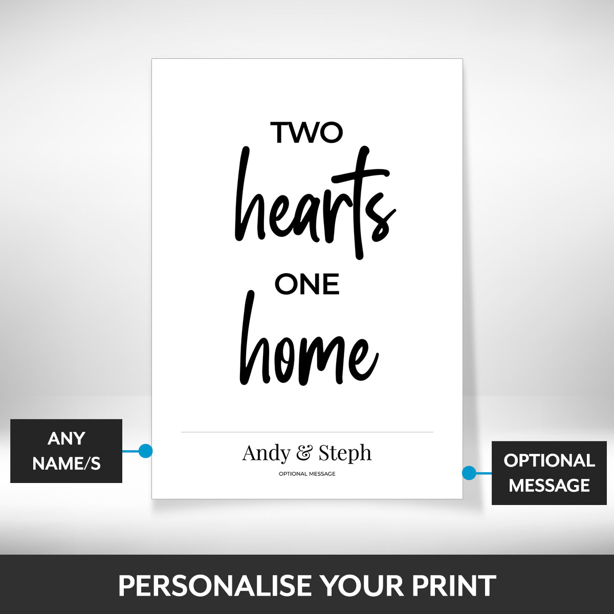 What can be personalised on this personalised canvas prints
