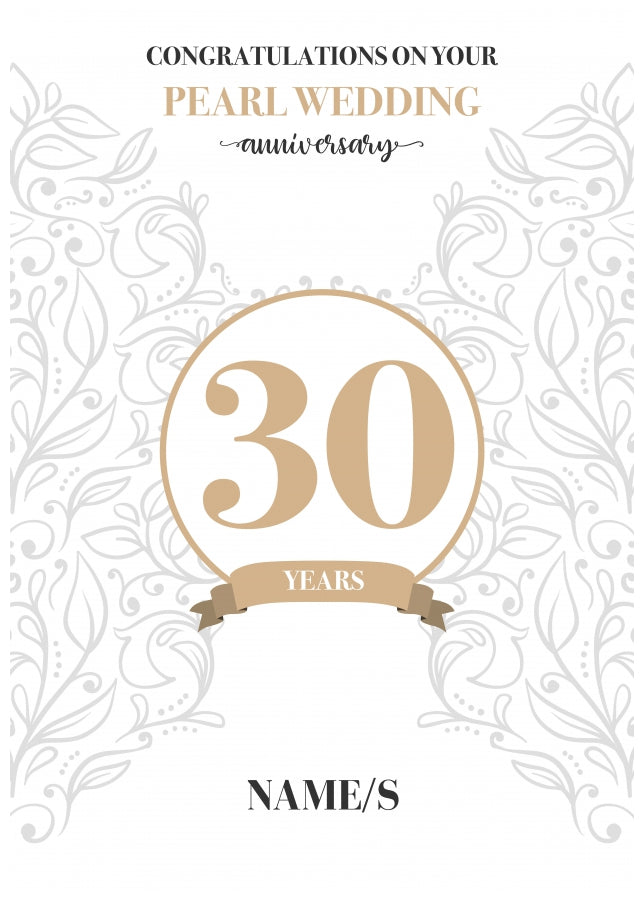 Personalised 30th Anniversary Card (Pearl Wedding Anniversary)