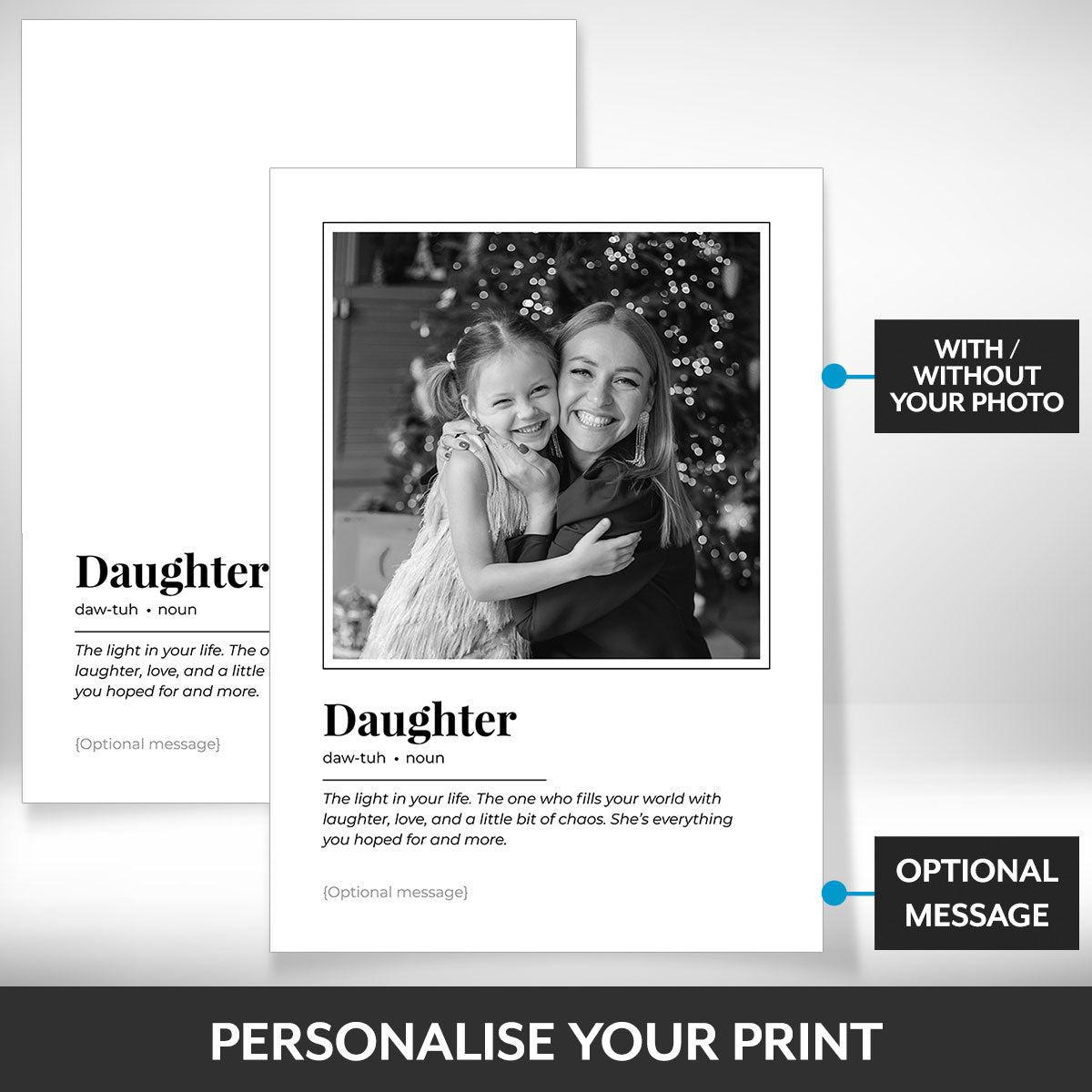 What can be personalised on this daughter photo frame