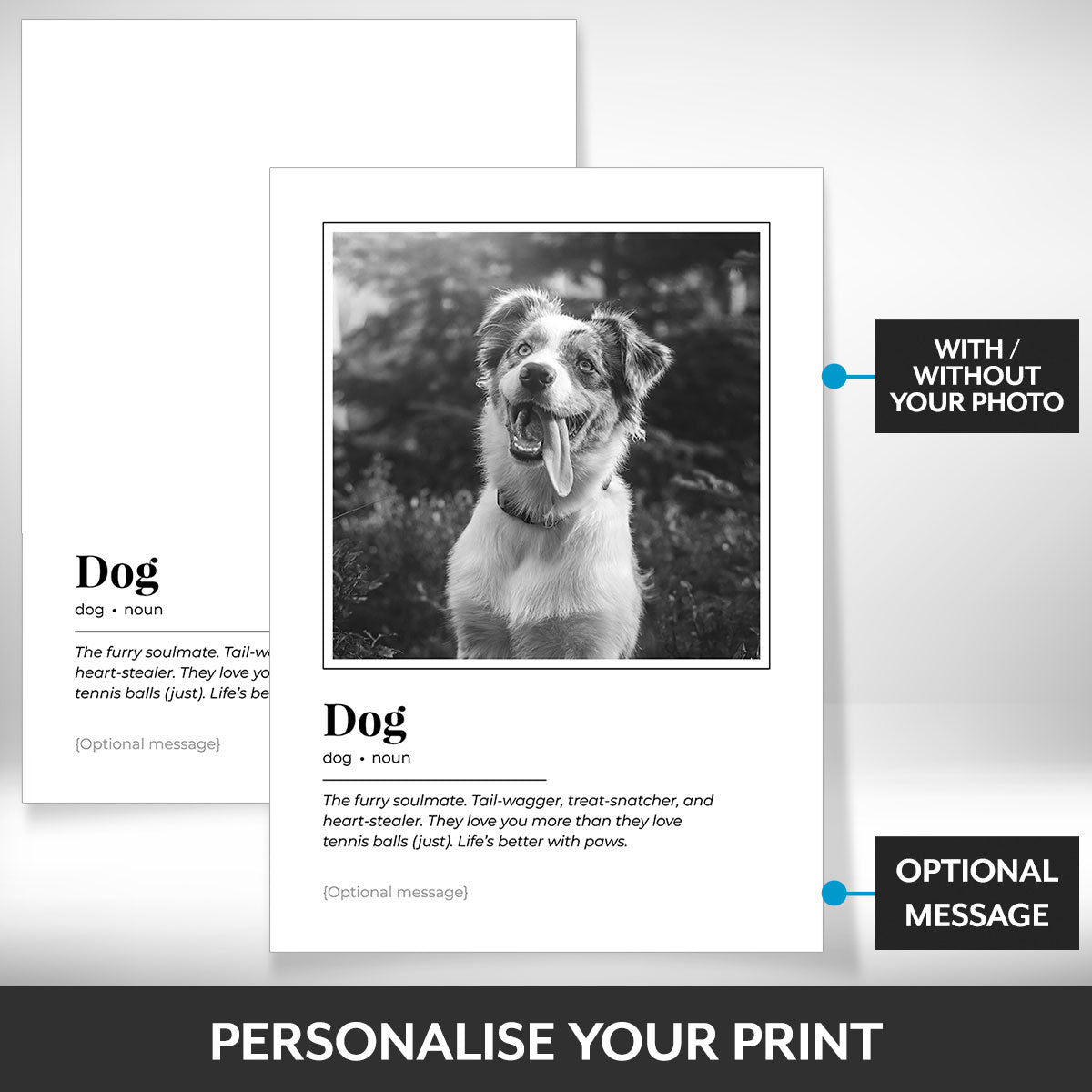 What can be personalised on this dog photo frame