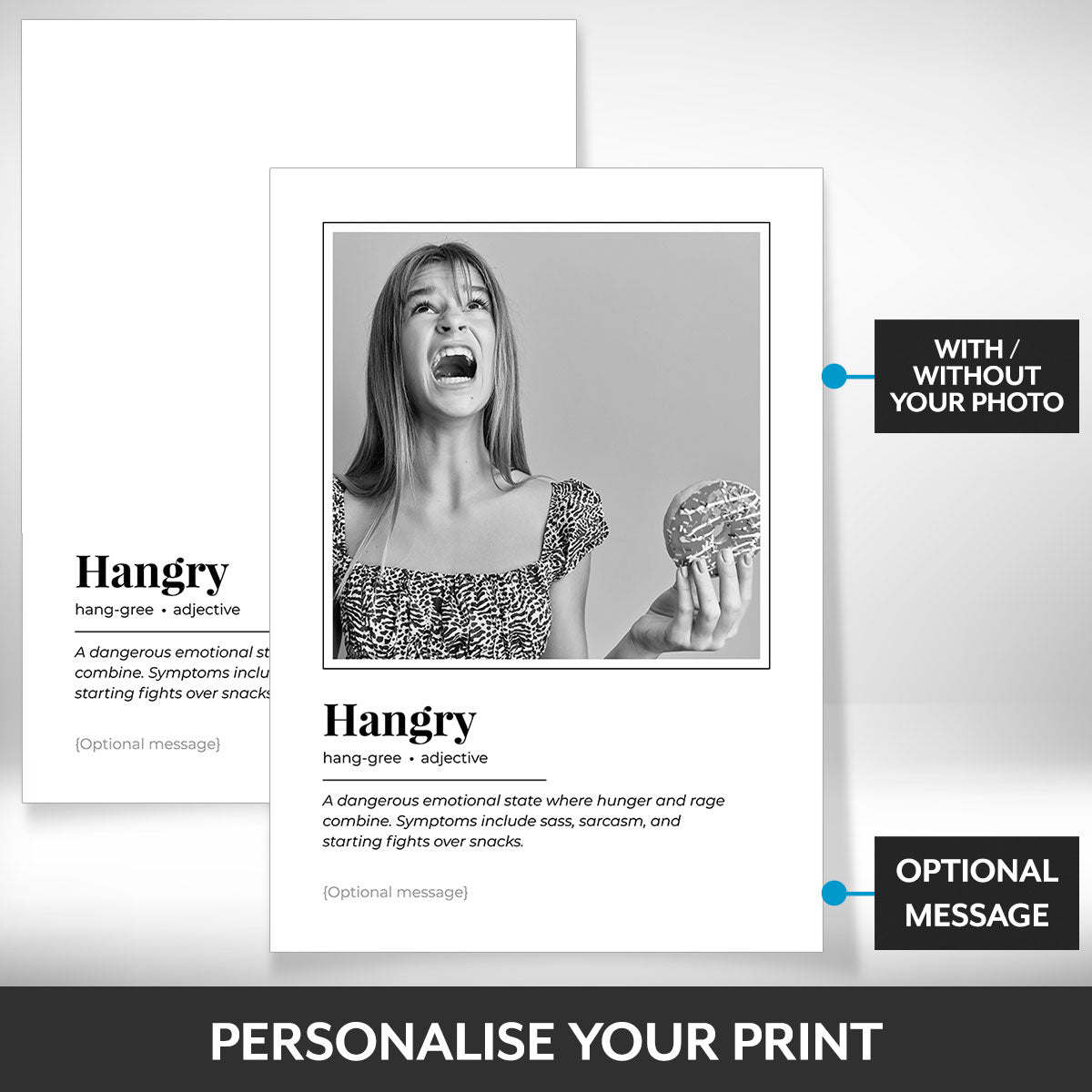 What can be personalised on this funny photo frame