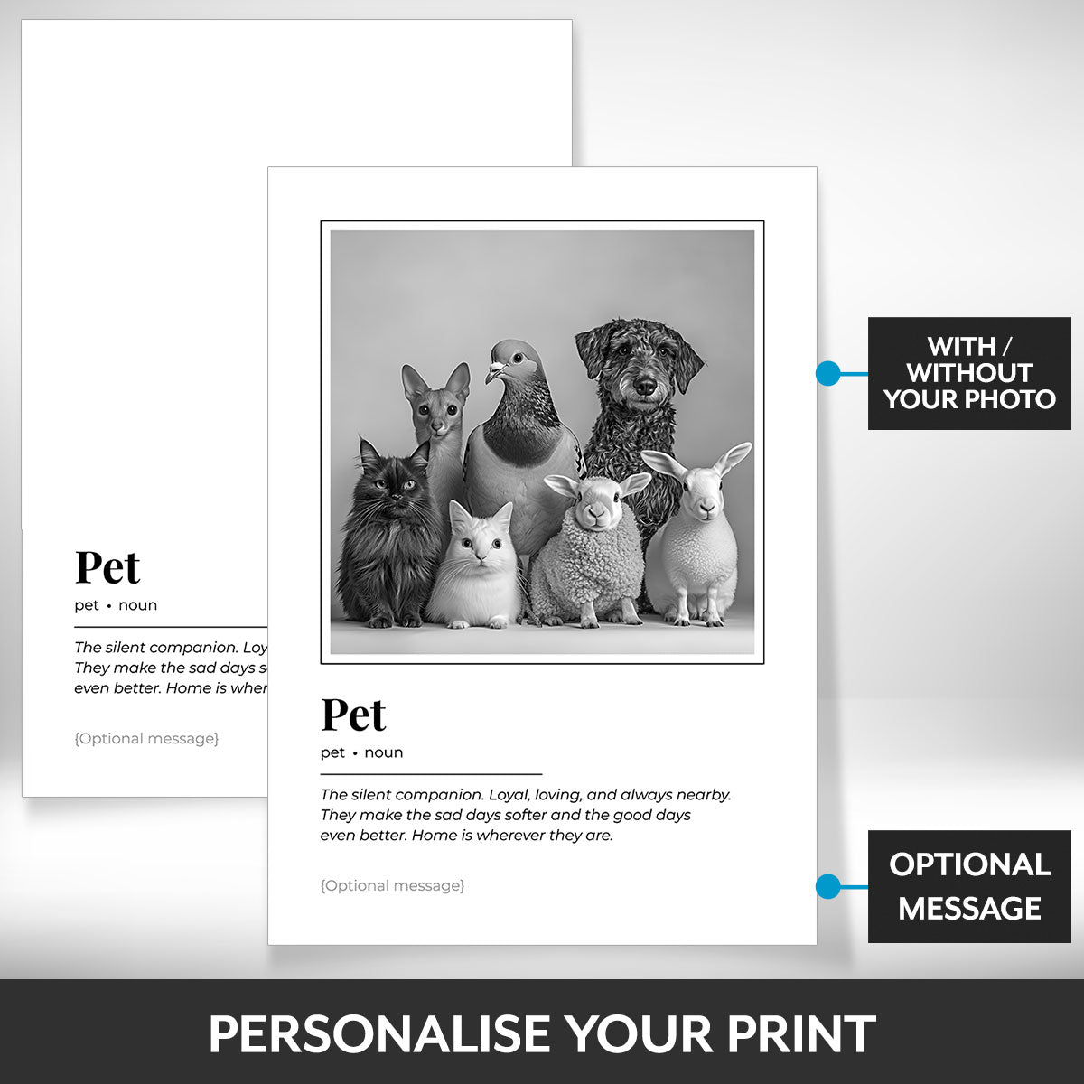 What can be personalised on this pet photo frame