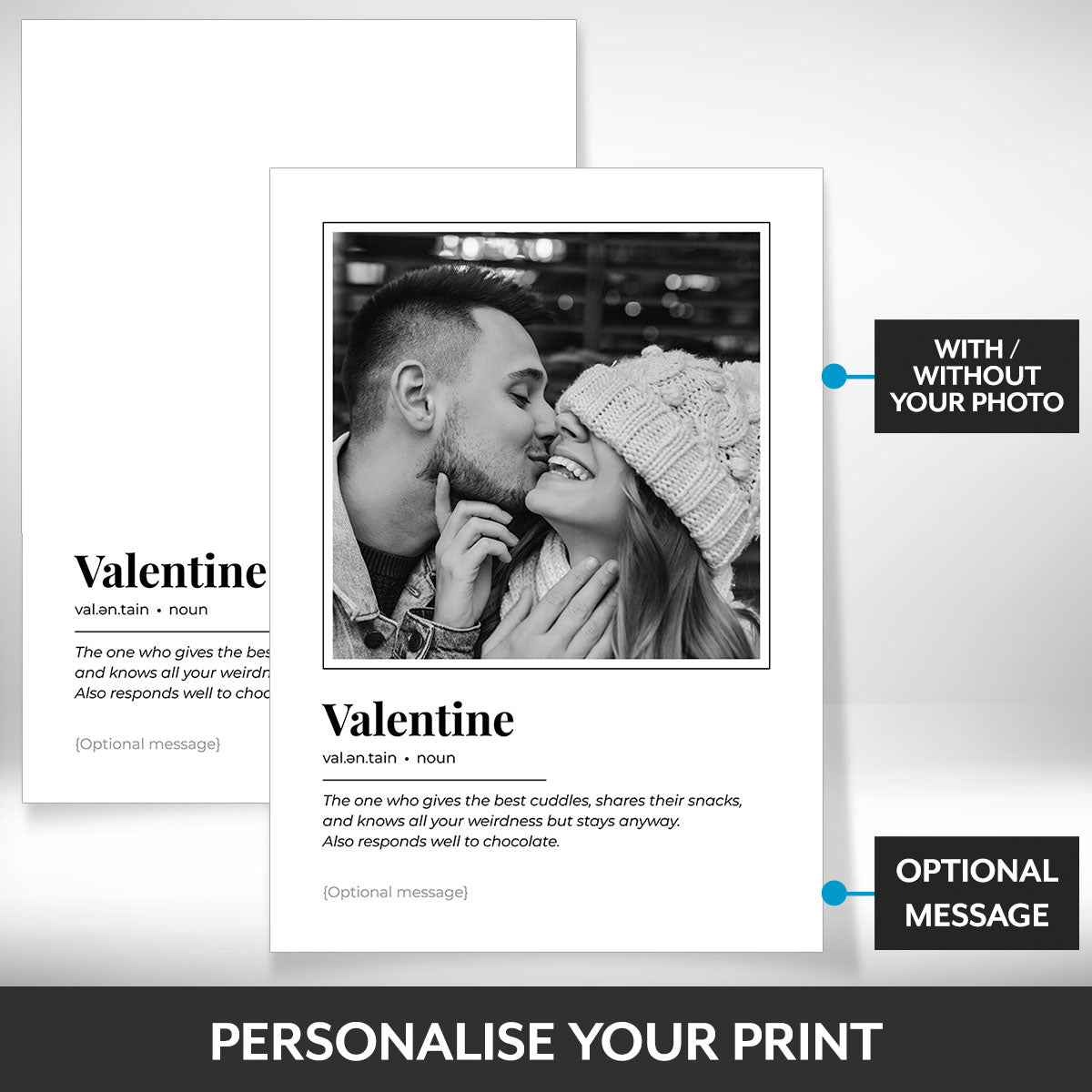 What can be personalised on this valentine photo frame