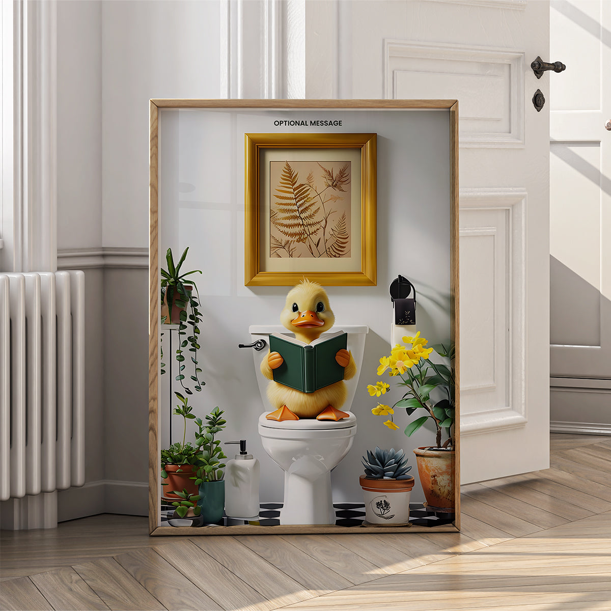 Bathroom Wall Art Print - Fun Duck on the Toilet - {VARIATION}