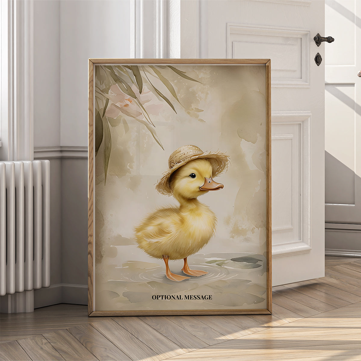 Living Room Wall Art Print - Duckling in Straw Hat Artwork - {VARIATION}