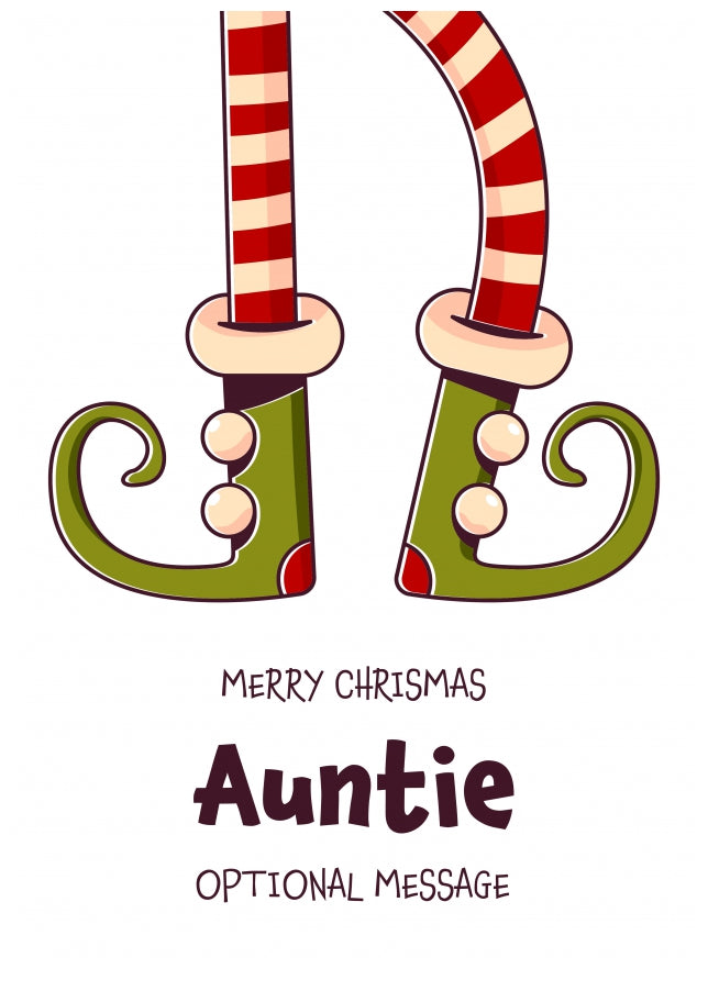 Merry Christmas Card for Auntie - Elf Shoes