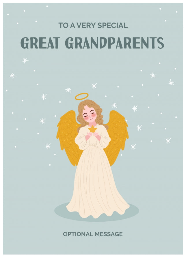 Festive Angel Christmas Card for Great Grandparents - Traditional Cards