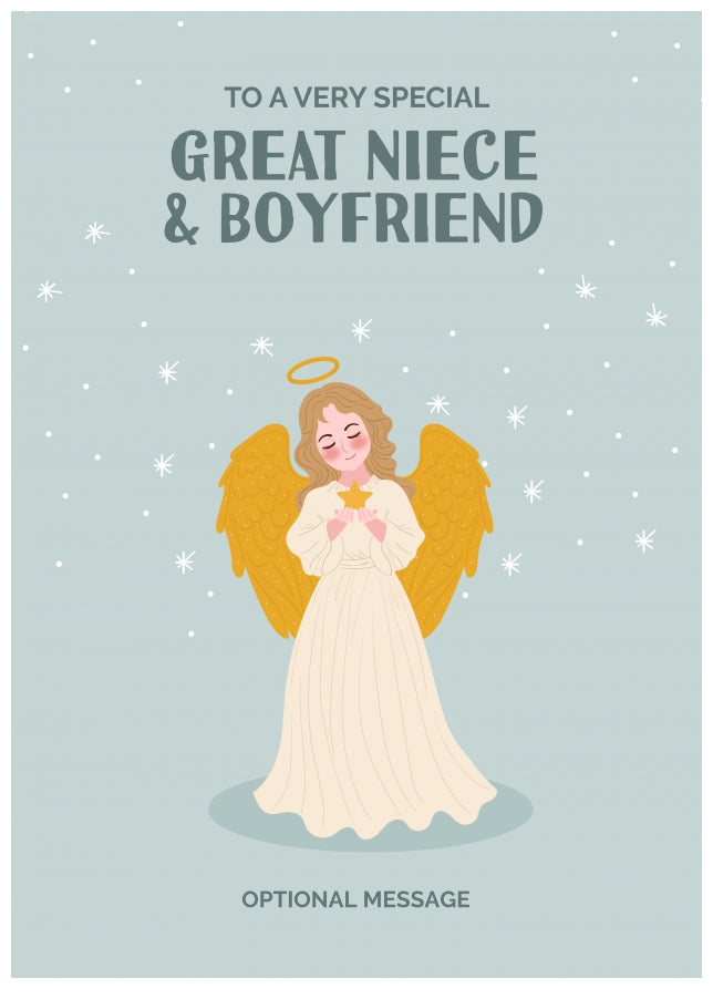 Festive Angel Christmas Card for Great Niece & Boyfriend - Traditional Cards