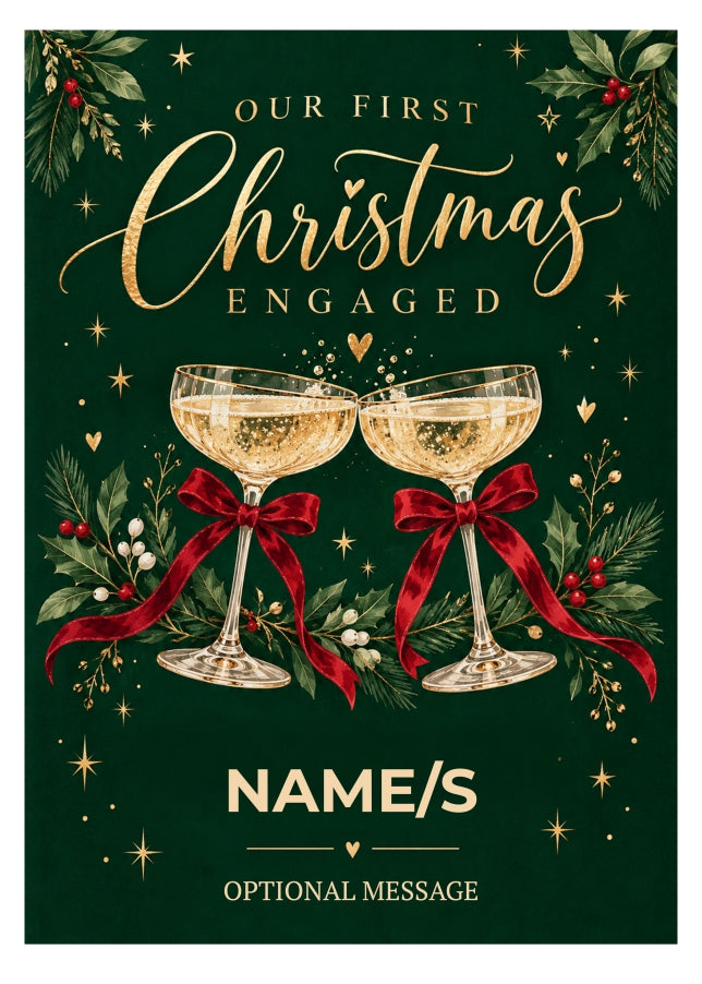 Personalised First Christmas Engaged Card