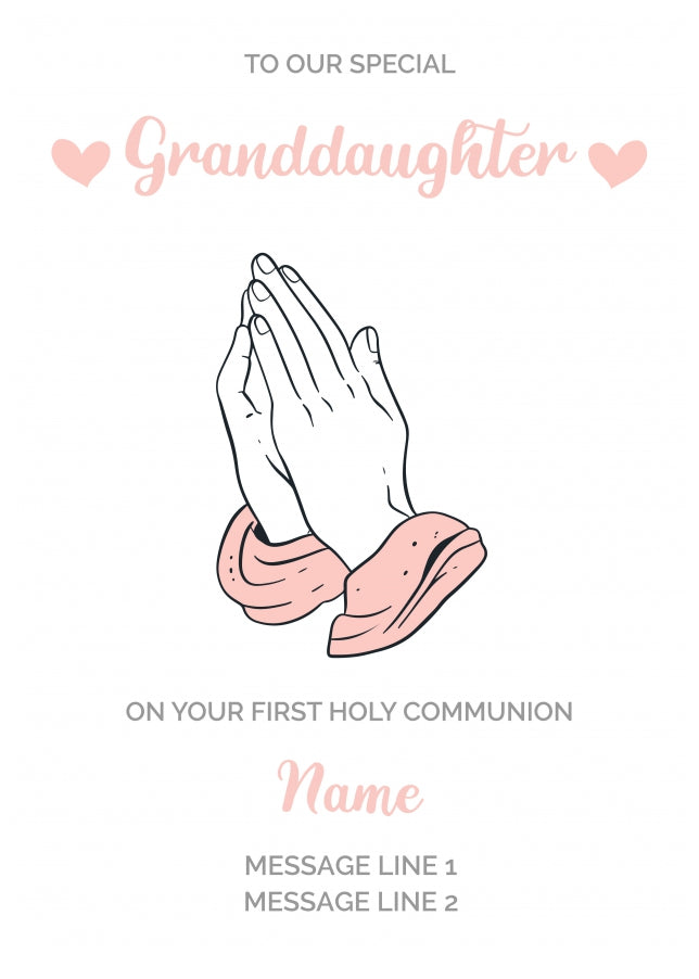 Personalised First Holy Communion Card (Granddaughter)