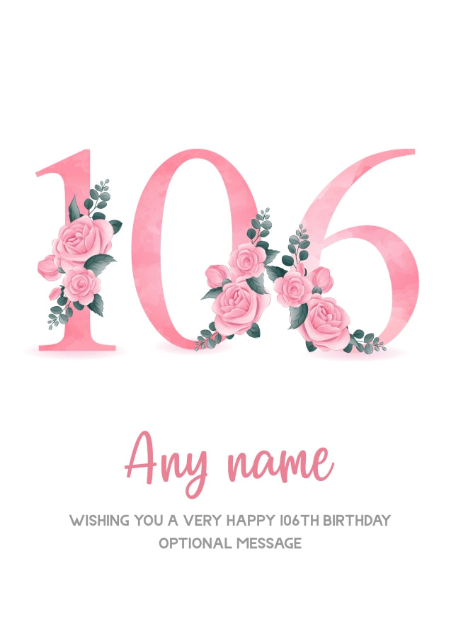 Personalised 106th Birthday Card for Women - Floral Greeting Cards