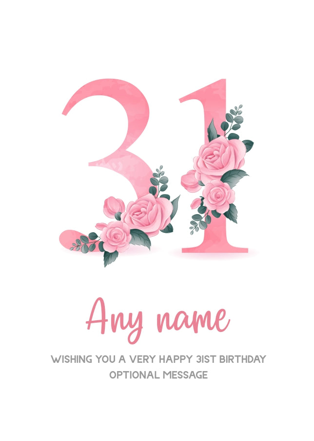 Personalised 31st Birthday Card for Women - Floral Greeting Cards