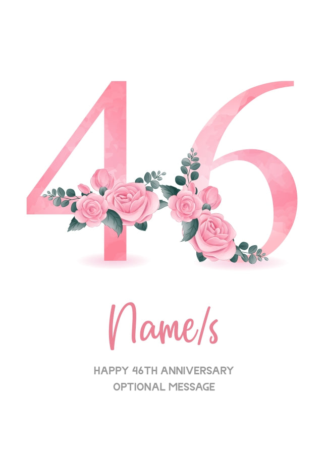 46th Anniversary Card for Wife Husband - Floral Number 46