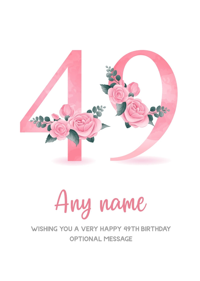 Personalised 49th Birthday Card for Women - Floral Greeting Cards