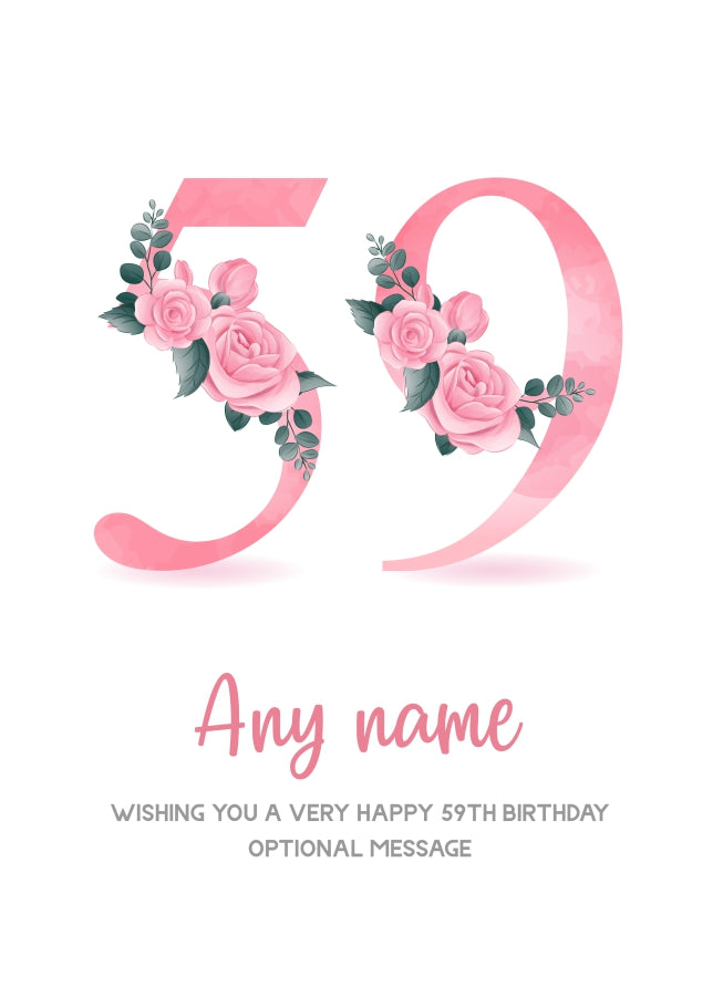 Personalised 59th Birthday Card for Women - Floral Greeting Cards