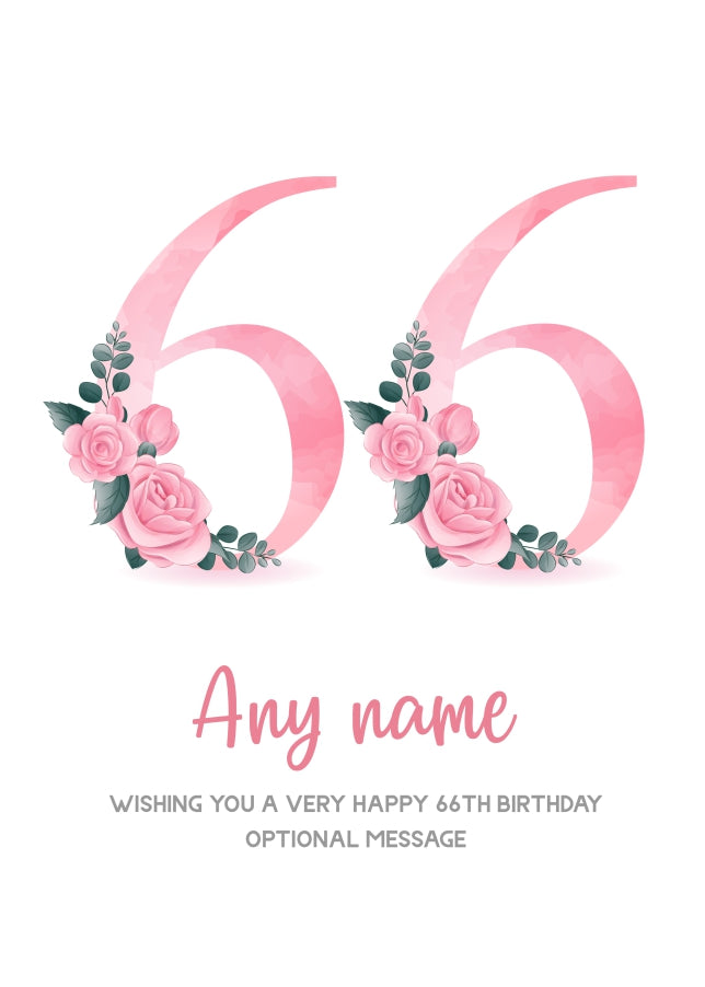 Personalised 66th Birthday Card for Women - Floral Greeting Cards
