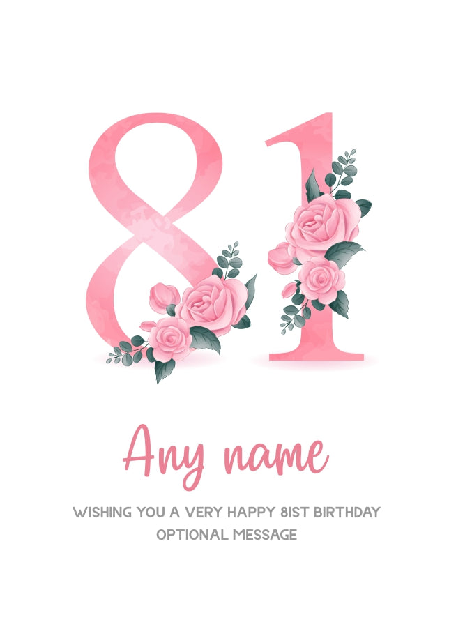 Personalised 81st Birthday Card for Women - Floral Greeting Cards