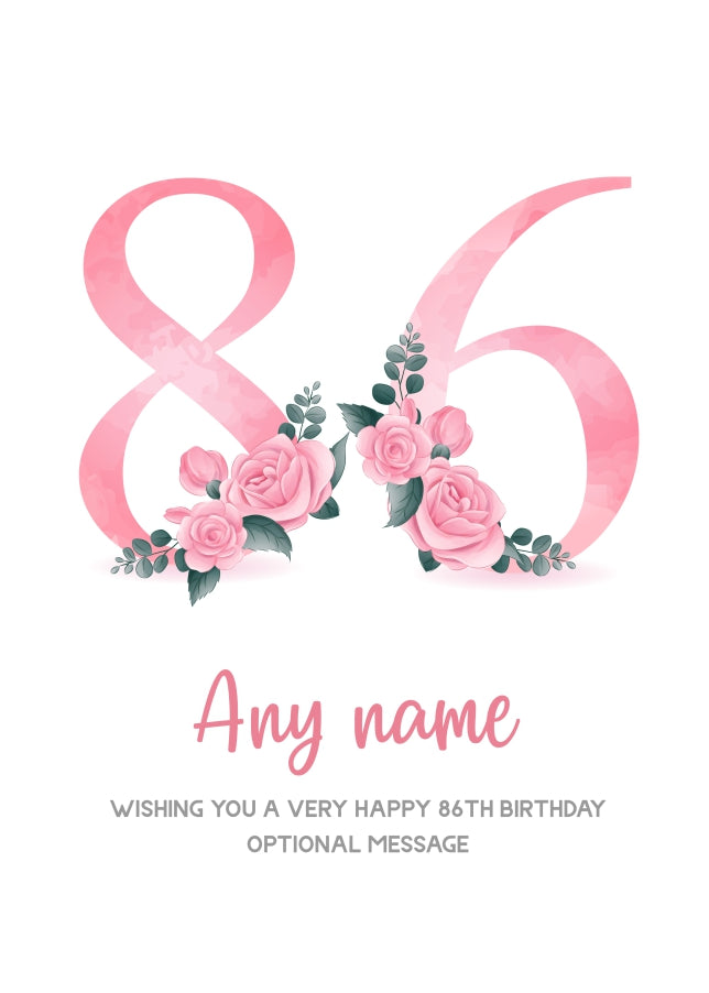 Personalised 86th Birthday Card for Women - Floral Greeting Cards