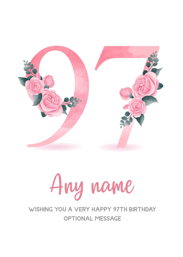 Personalised 97th Birthday Card for Women - Floral Greeting Cards