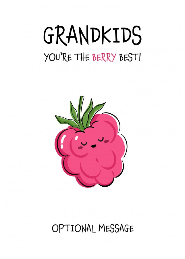 Fruit Pun Birthday Day Card for Grandkids - The Berry Best