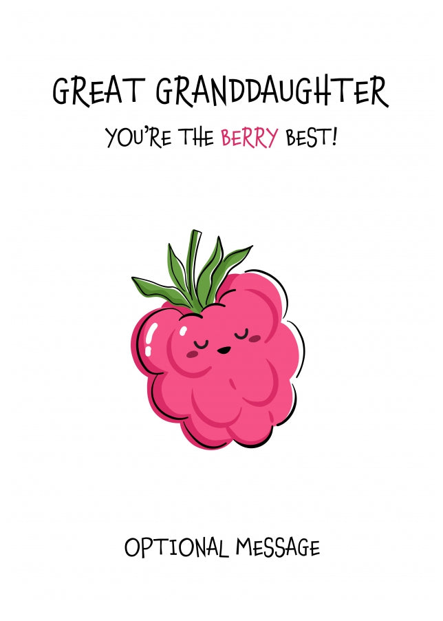 Fruit Pun Birthday Day Card for Great Granddaughter - The Berry Best