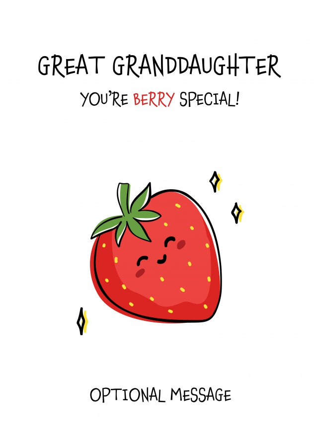 Fruit Pun Birthday Day Card for Great Granddaughter - Berry Special