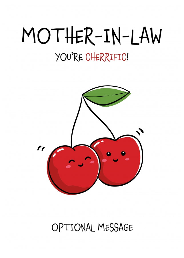 Mother-in-law You're Cherrific Fruit Pun Birthday Card