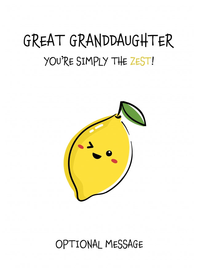 Fruit Pun Birthday Day Card for Great Granddaughter - Simply the Best