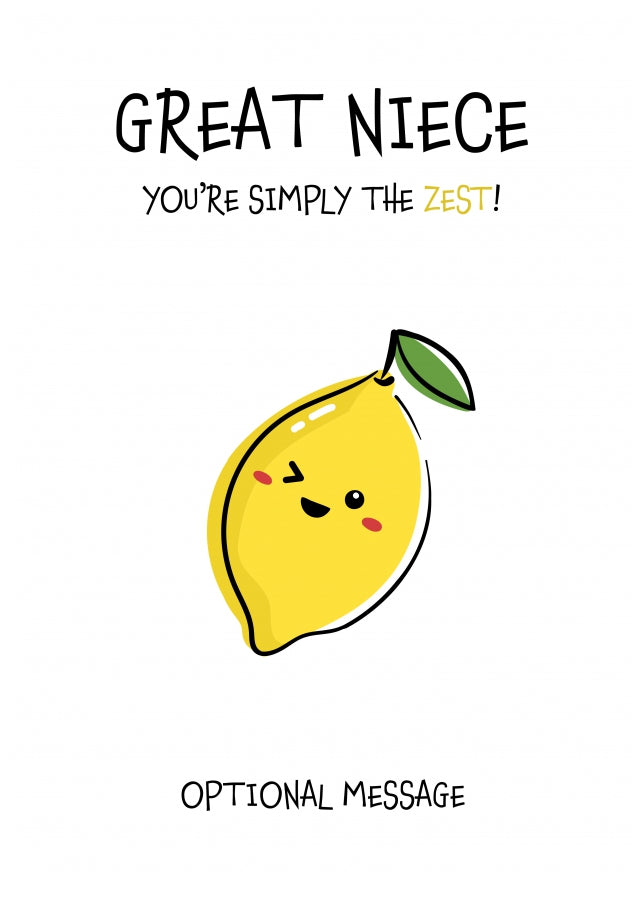 Fruit Pun Birthday Day Card for Great Niece - Simply the Best