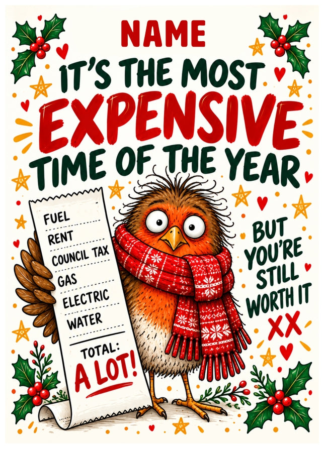 Personalised Funny Christmas Card - Cost of Living